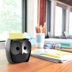 3M Post-it Z-Notes Dispenser Ugle Sort med Super Sticky Z-Notes